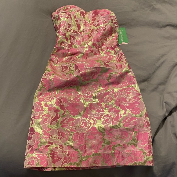 NWT Lilly Pulitzer pink/gold dress 💕🎉 - Picture 3 of 8